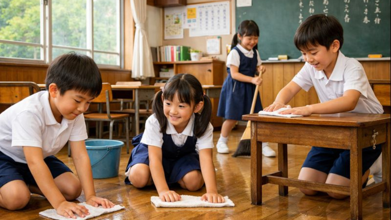 Educação japonesa prioriza formação de valores, disciplina, convivência e autonomia infantil nos primeiros anos escolares.