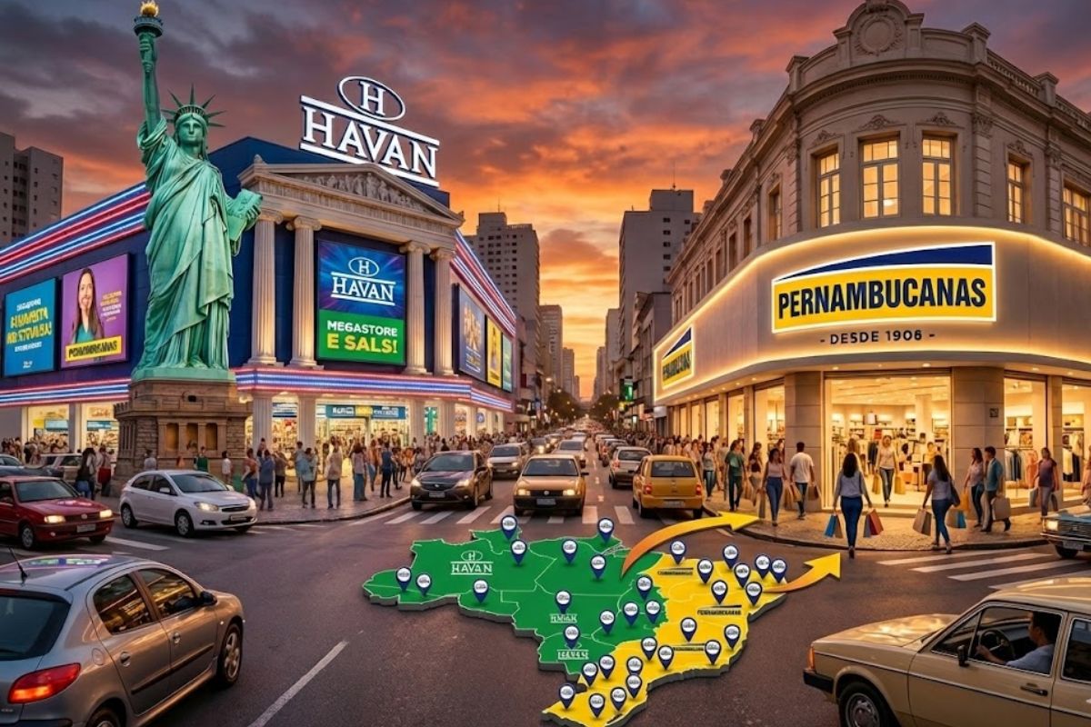Havan enfrenta a Pernambucanas em disputa pelo varejo nas cidades médias, enquanto Luciano Hang aposta em expansão nacional com fachadas monumentais.