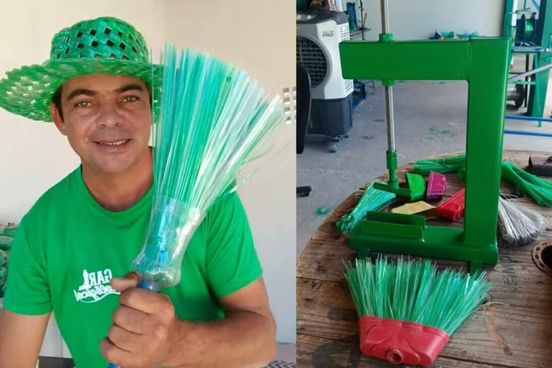 gari ecológico transforma garrafas PET em vassouras ecológicas, vende máquinas recicladoras e leva o empreendedorismo ambiental do sertão para o Brasil.