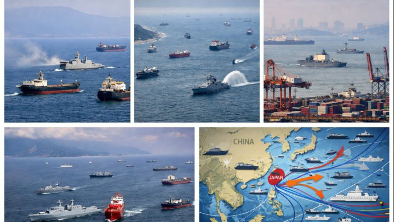 Exercícios militares chineses revelam marinha paralela civil e logística militar disfarçada, ampliando a tensão China Taiwan.