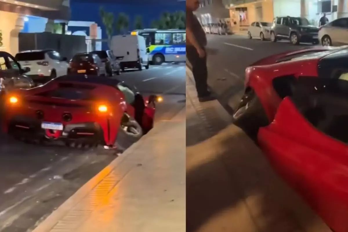 Ferrari abandonada em Balneário Camboriú, superesportivo com airbags estourados intriga polícia e deixa motorista desaparecido no centro do mistério.