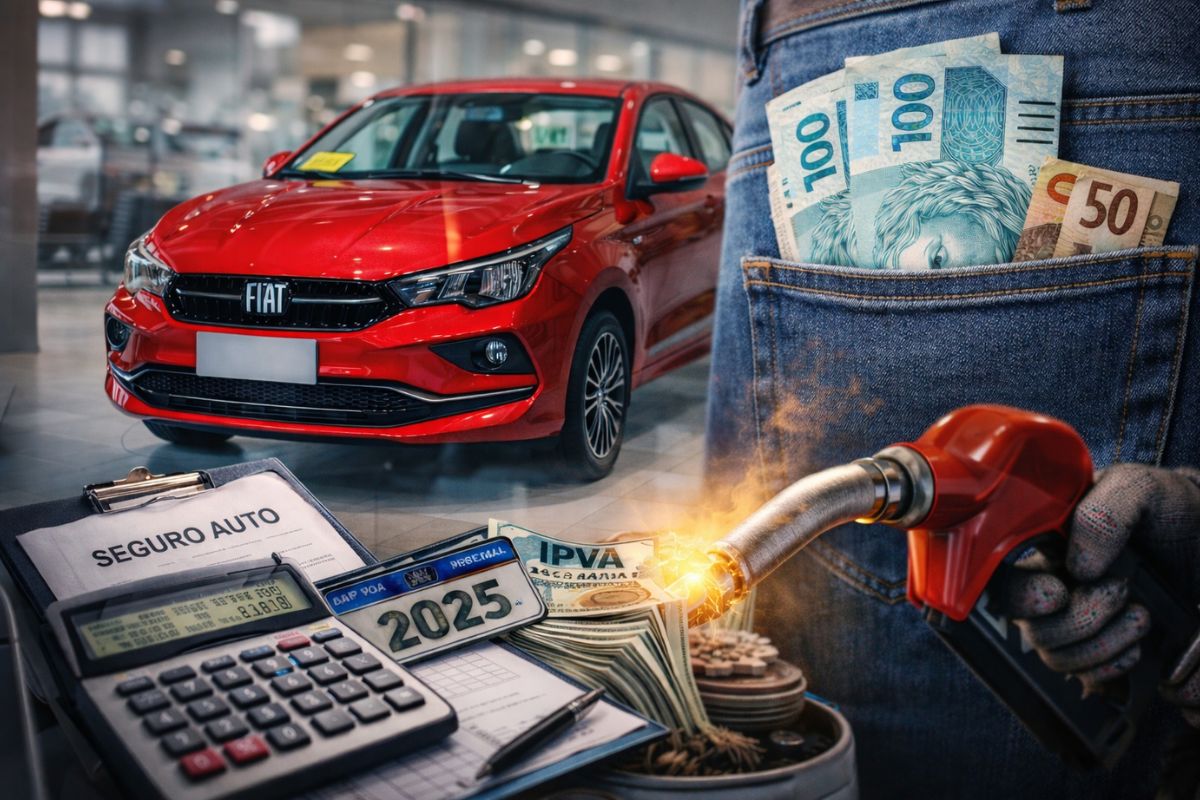 Fiat Cronos tem custo mensal Fiat Cronos apertado com seguro do Fiat Cronos, IPVA do Fiat Cronos e consumo de combustível somando no orçamento.