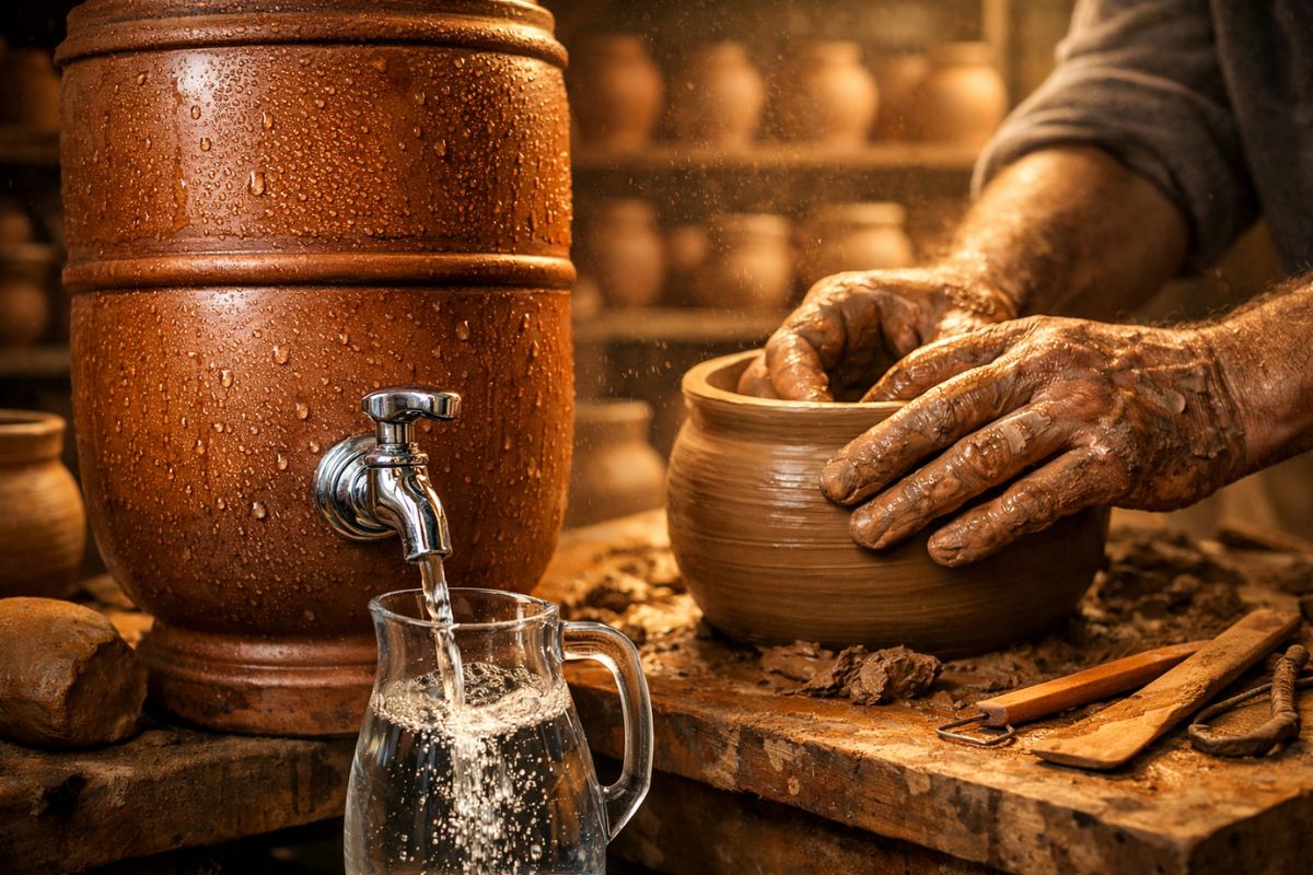 filtro de barro com produção artesanal no interior de São Paulo garante água fresca nas cozinhas brasileiras com tradição simples e baixo custo.