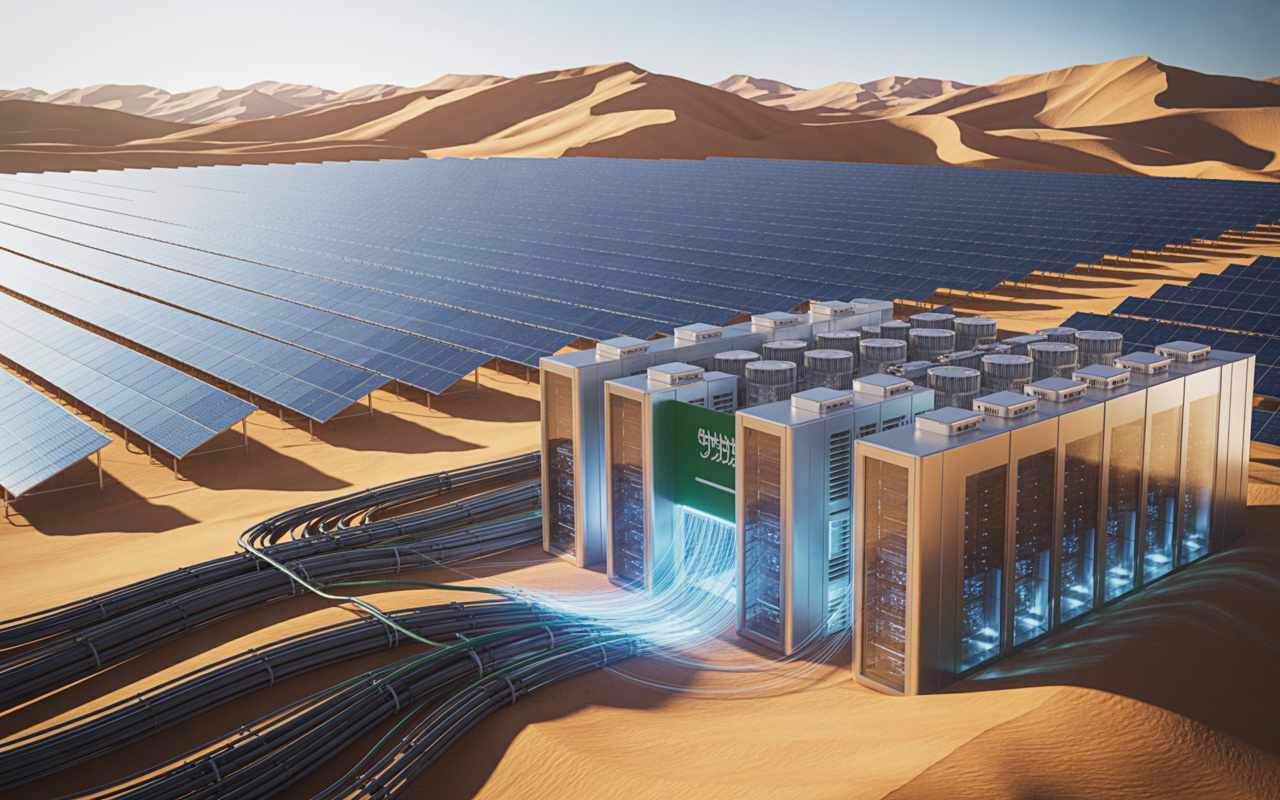 Com energia solar a pouco mais de 1 centavo por kWh, a Arábia Saudita quer hospedar os data centers mais baratos do mundo e virar potência global da inteligência artificial