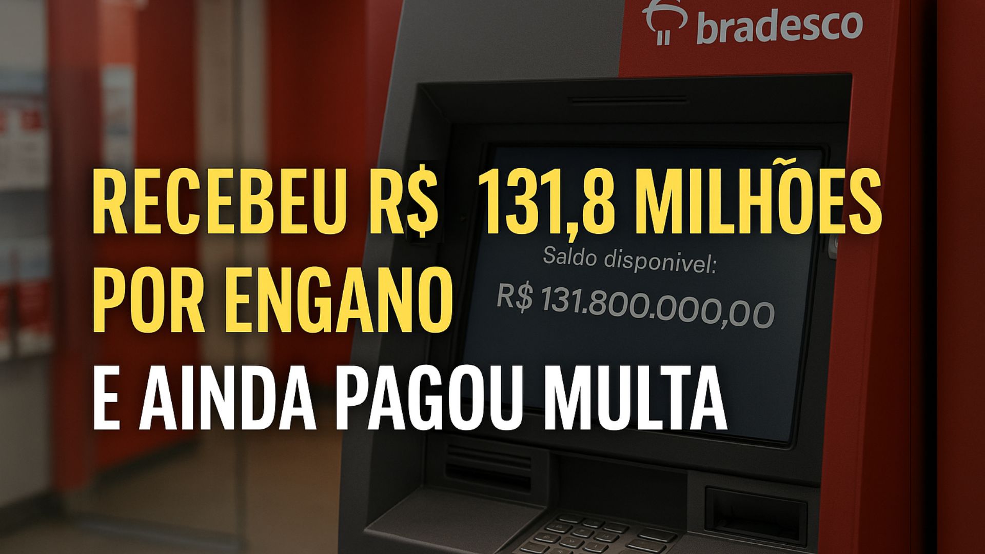 Motorista devolve depósito de R$ 131 milhões feito por engano e enfrenta tarifas e disputa judicial com o Bradesco após erro bancário.