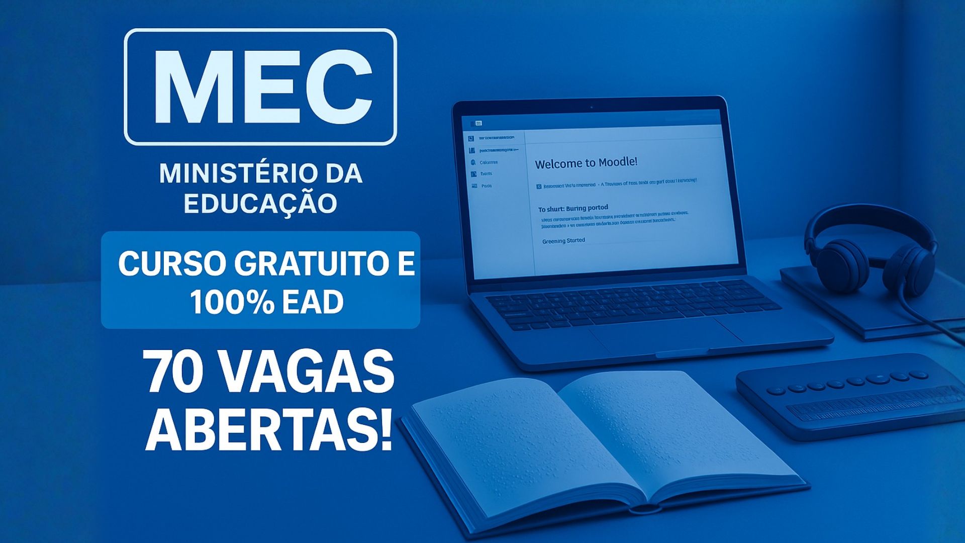 Especialização gratuita do MEC oferece 70 vagas EAD em alfabetização na deficiência visual com foco em Braille e tecnologias assistivas. Inscreva-se.
