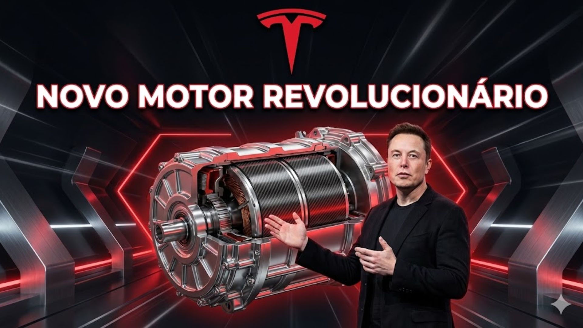 Motor da Tesla com fibra de carbono, alta rotação e IA redefine desempenho de elétricos e pressiona rivais como Ford, GM e BYD.