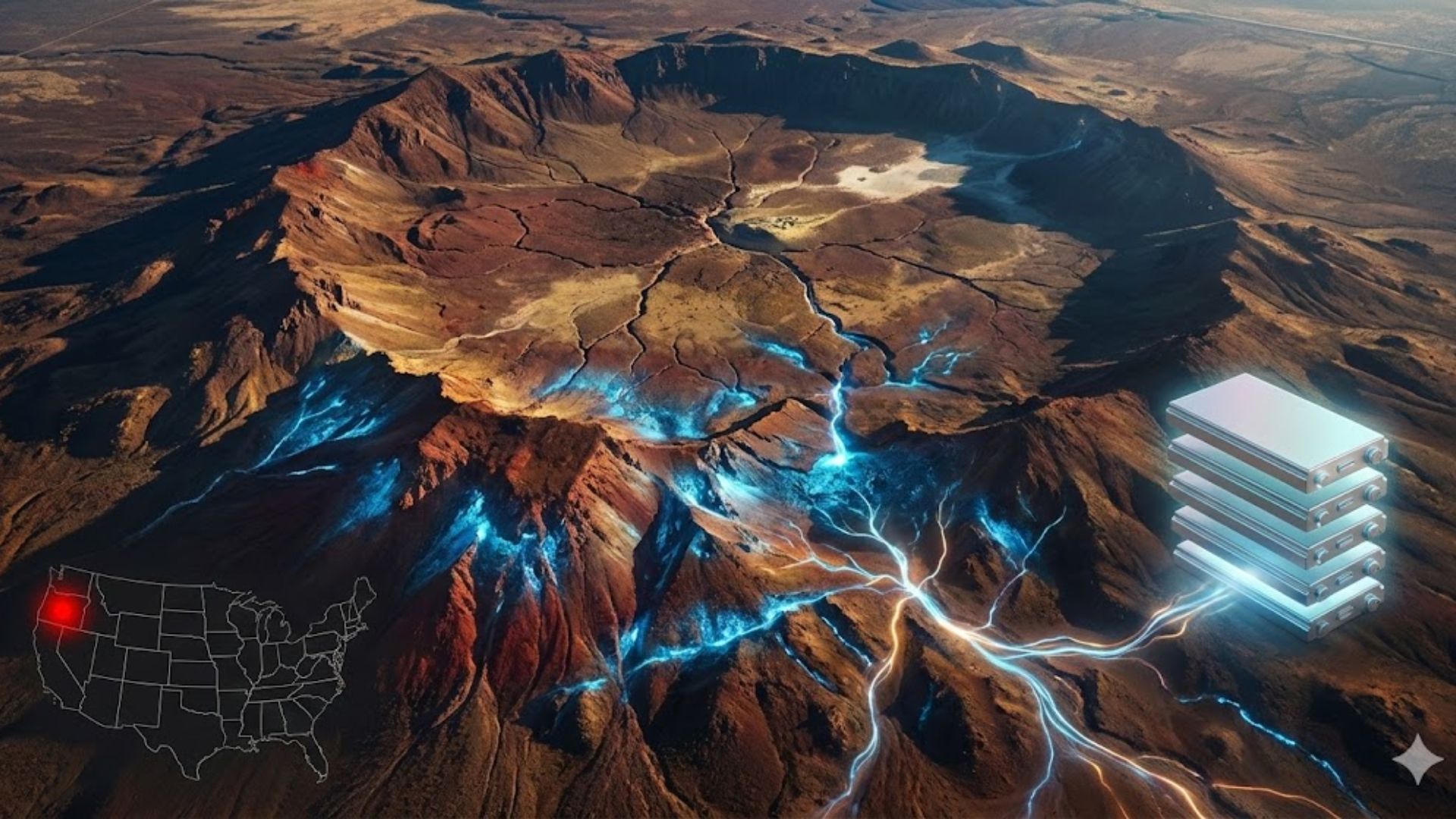 Superdepósito de lítio na caldeira McDermitt, avaliado em US$ 1,5 trilhão, pode impulsionar baterias e a transição energética global.