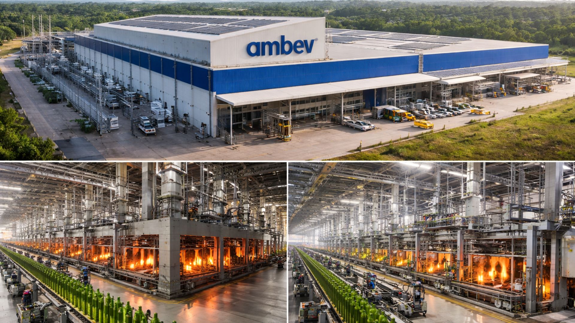 Nova fábrica da Ambev em Carambeí, no Paraná, recebe R$ 1 bilhão, gera 4,6 mil empregos e produz garrafas de vidro com energia 100% renovável.