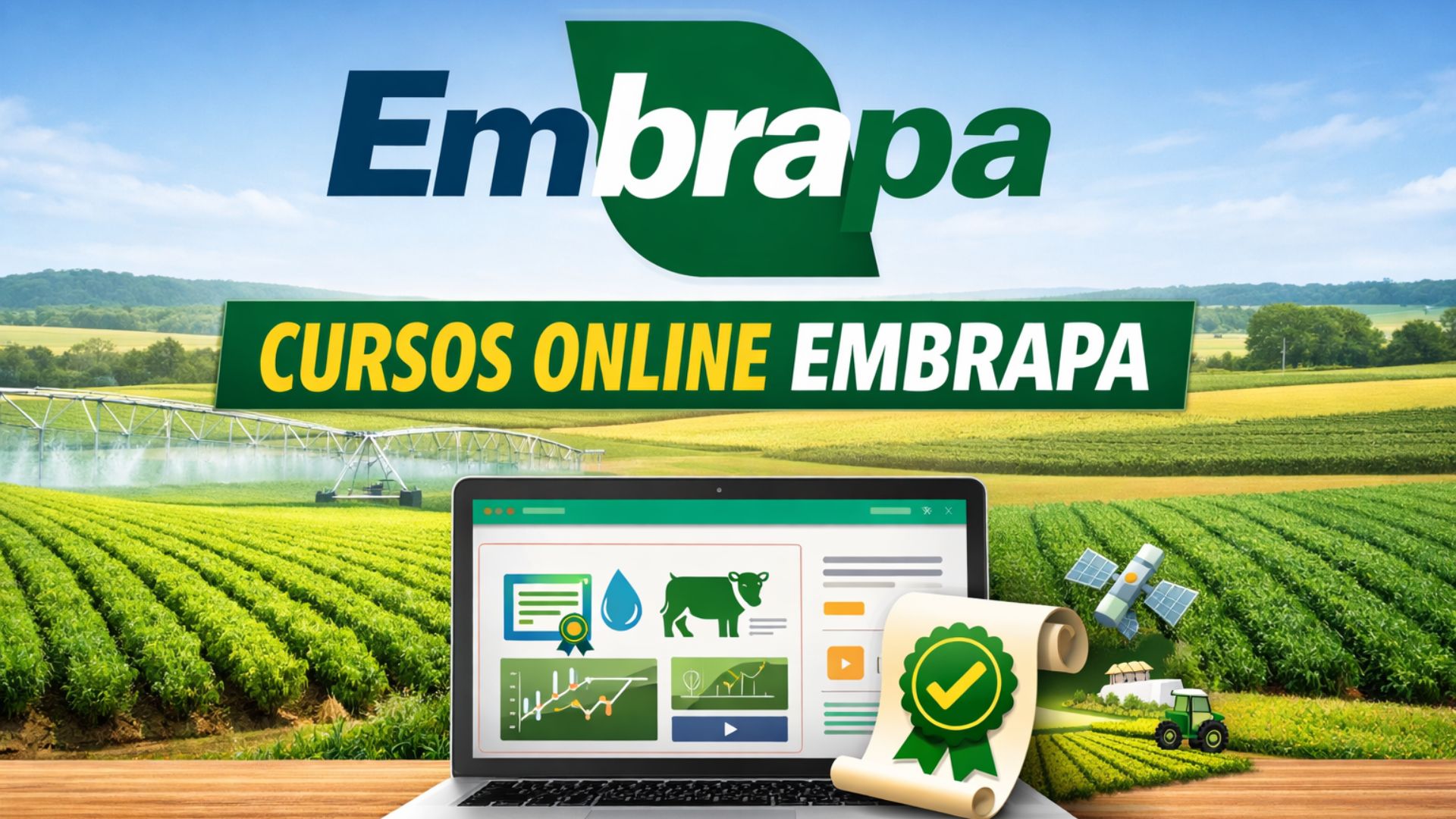 Cursos gratuitos e on-line da Embrapa oferecem capacitações em agro, gestão rural e tecnologia, com certificado digital e acesso pela plataforma e-Campo.