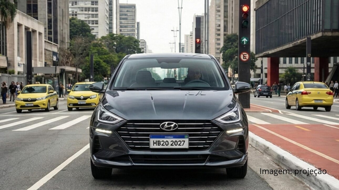 Nuevo Hyundai HB20 2027 se estrena en 2026 con visual renovado, motor 1.0 turbo de 120 cv y enfoque en confort, tecnología y ventas en Brasil. (Imagen: proyección)