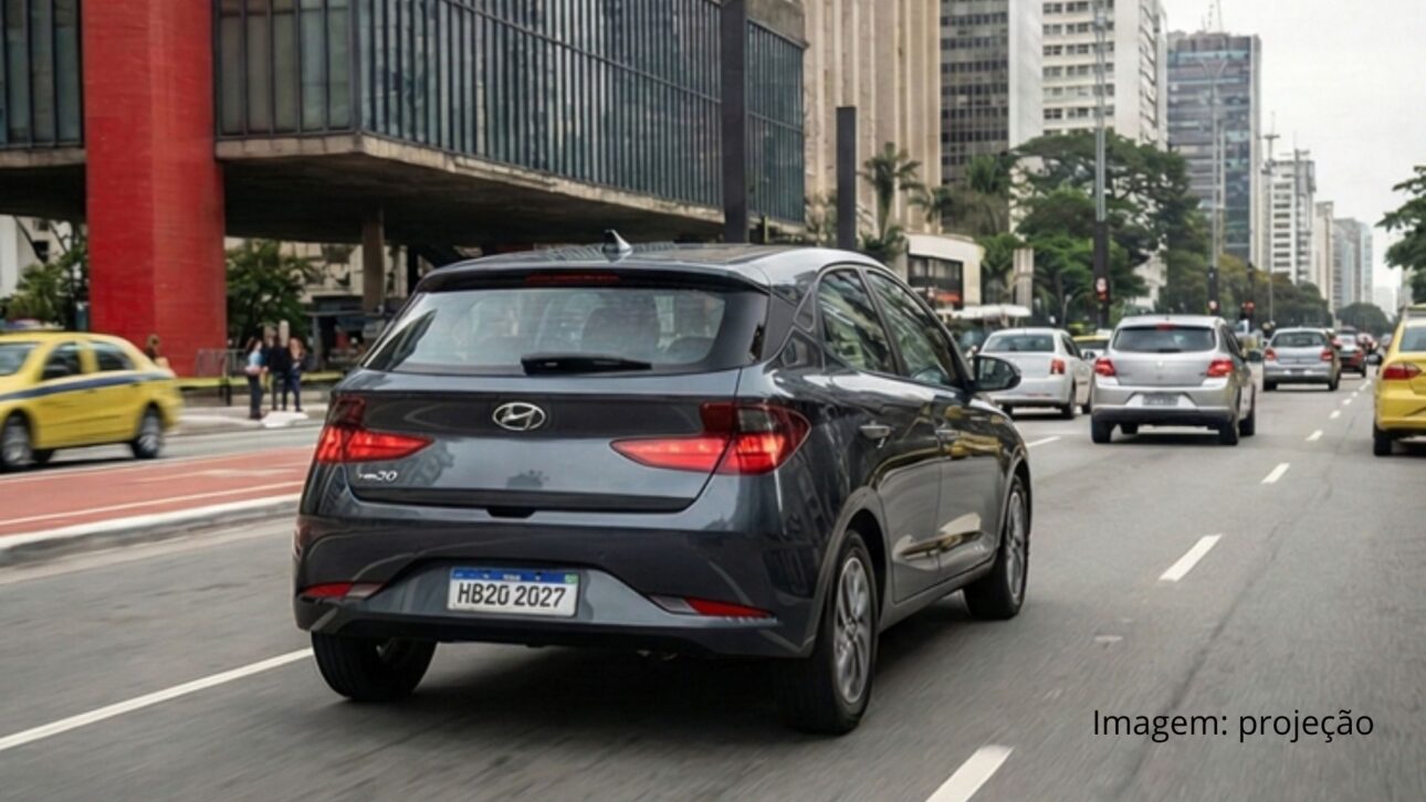 Nuevo Hyundai HB20 2027 se estrena en 2026 con visual renovado, motor 1.0 turbo de 120 cv y enfoque en confort, tecnología y ventas en Brasil. (Imagen: proyección)