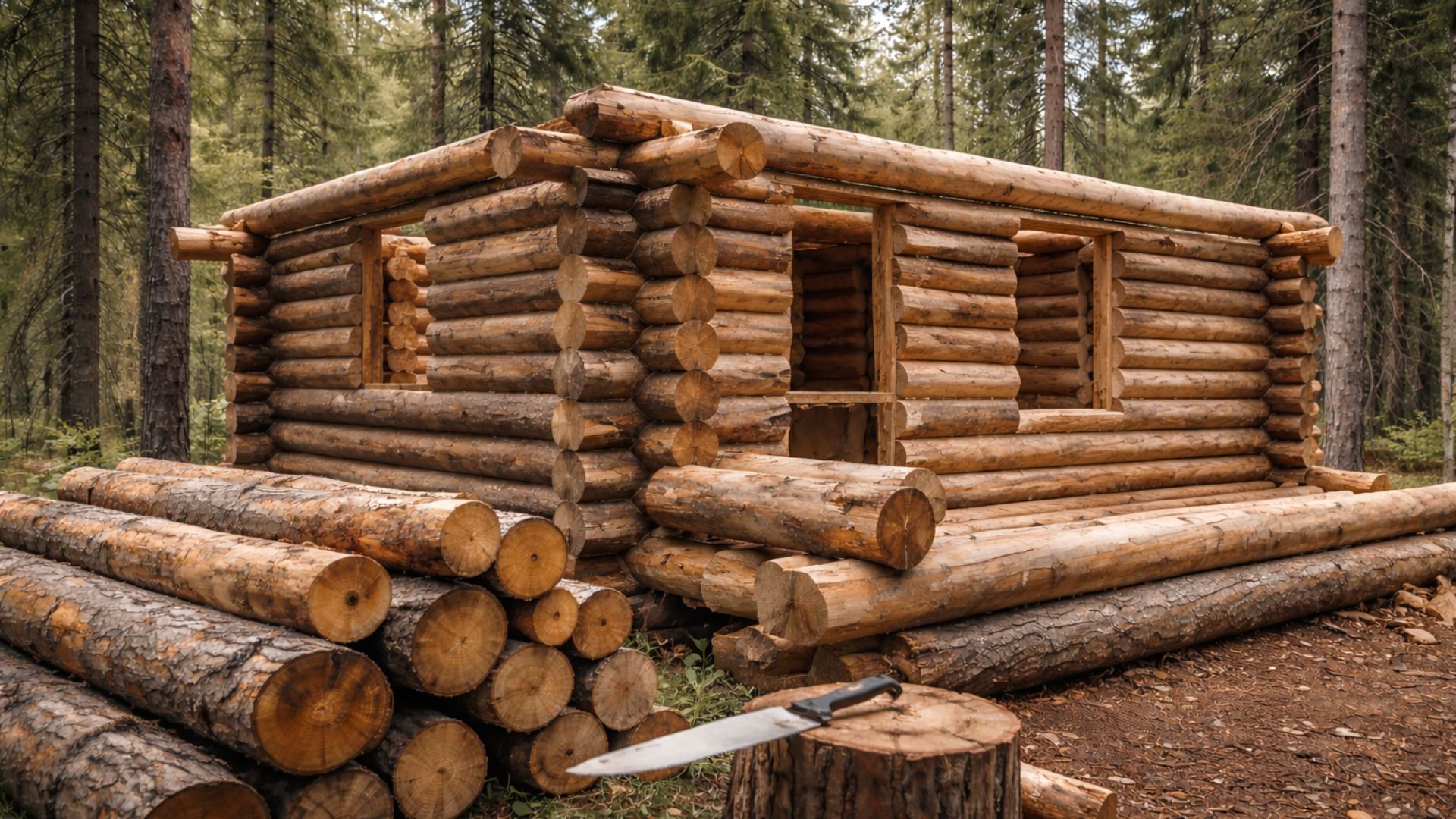 Jovem sueco constrói sozinho cabana de toras na floresta usando machado e serra, sem máquinas, e passa anos erguendo casa fora do urbano.