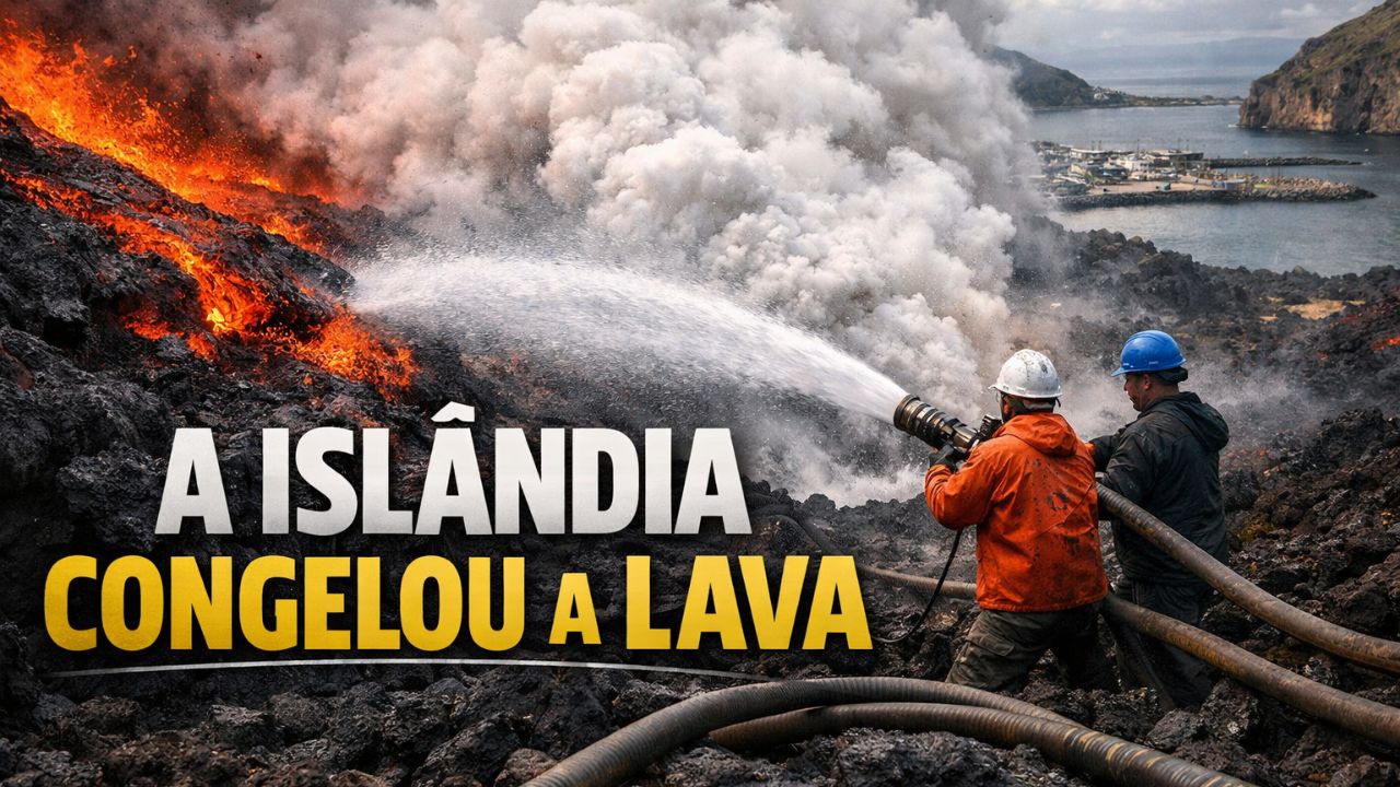 Islândia jogou água do mar na lava, congelou rio de fogo em tempo real, salvou porto estratégico, criou novas terras e mostrou que engenharia pode dobrar até um vulcão ativo (1)