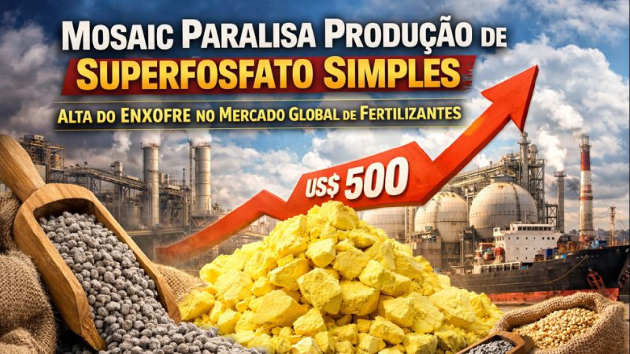 Disparo do enxofre força a Mosaic a suspender o superfosfato simples, afetando os fertilizantes fosfatados e o mercado global.