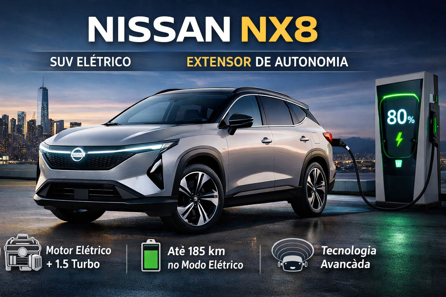 Nissan NX8: lançamento de SUV elétrico com extensor de autonomia amplia estratégia automotiva
