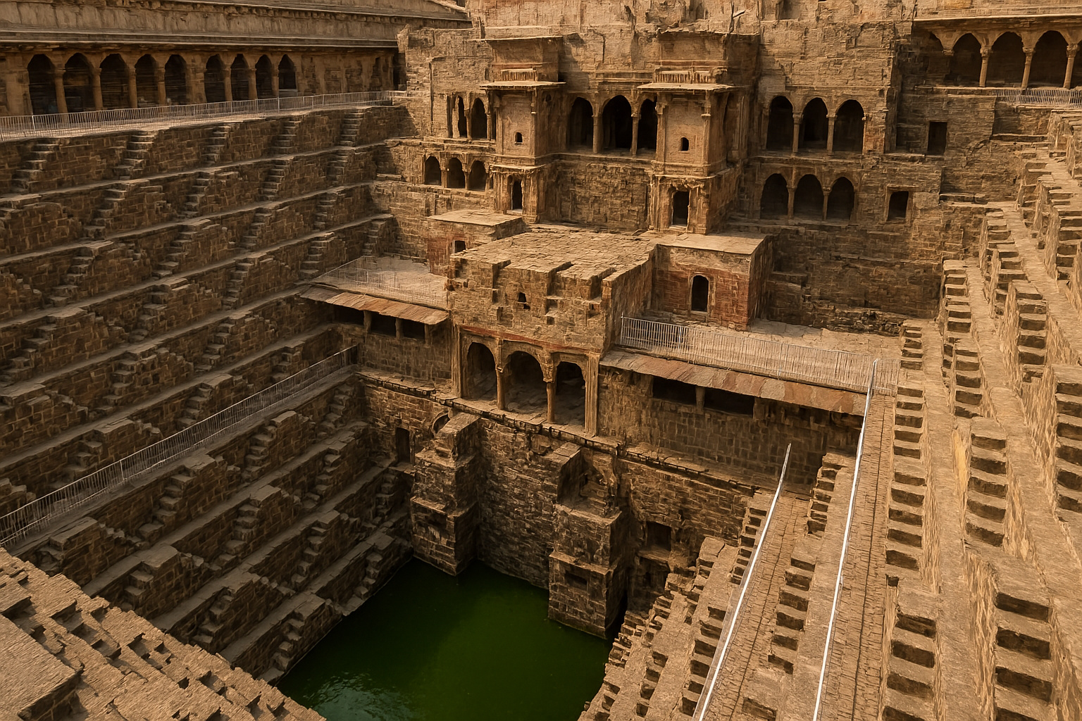 O poço indiano com 3.500 degraus perfeitamente simétricos que desce dezenas de metros no solo e até hoje intriga engenheiros do mundo inteiro