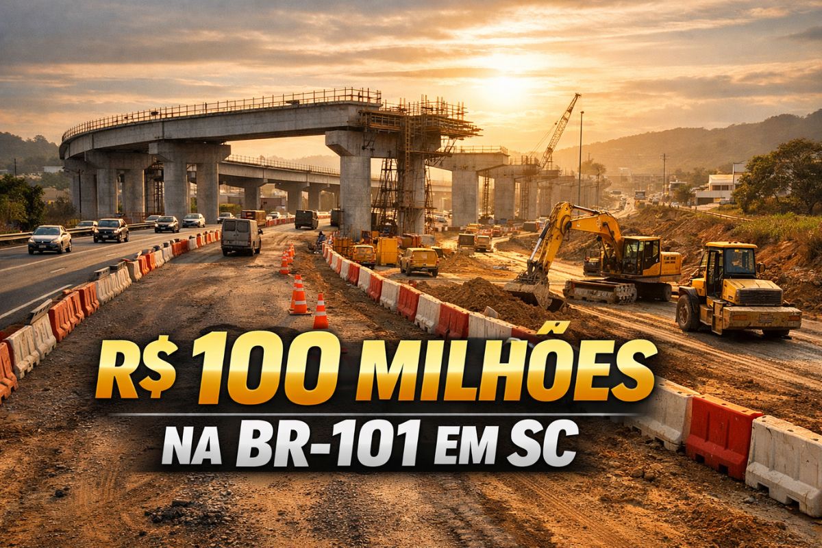 Pacote de R$ 100 milhões na BR-101 em Paulo Lopes cria marginais e viadutos, organiza o acesso de caminhões e reduz gargalos na região.