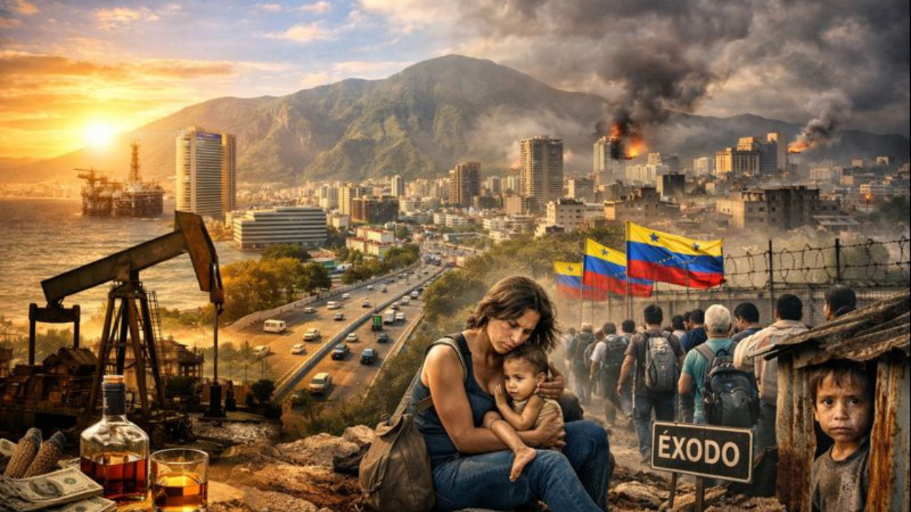 A Venezuela passou da riqueza do petróleo ao colapso econômico, mergulhando em crise humanitária e no maior êxodo migratório das Américas.