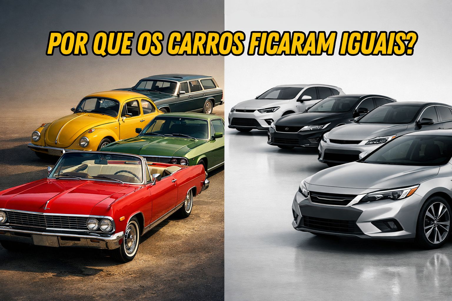 Por que quase todos os carros modernos parecem iguais: como normas de segurança, aerodinâmica e custos industriais forçaram a padronização do design