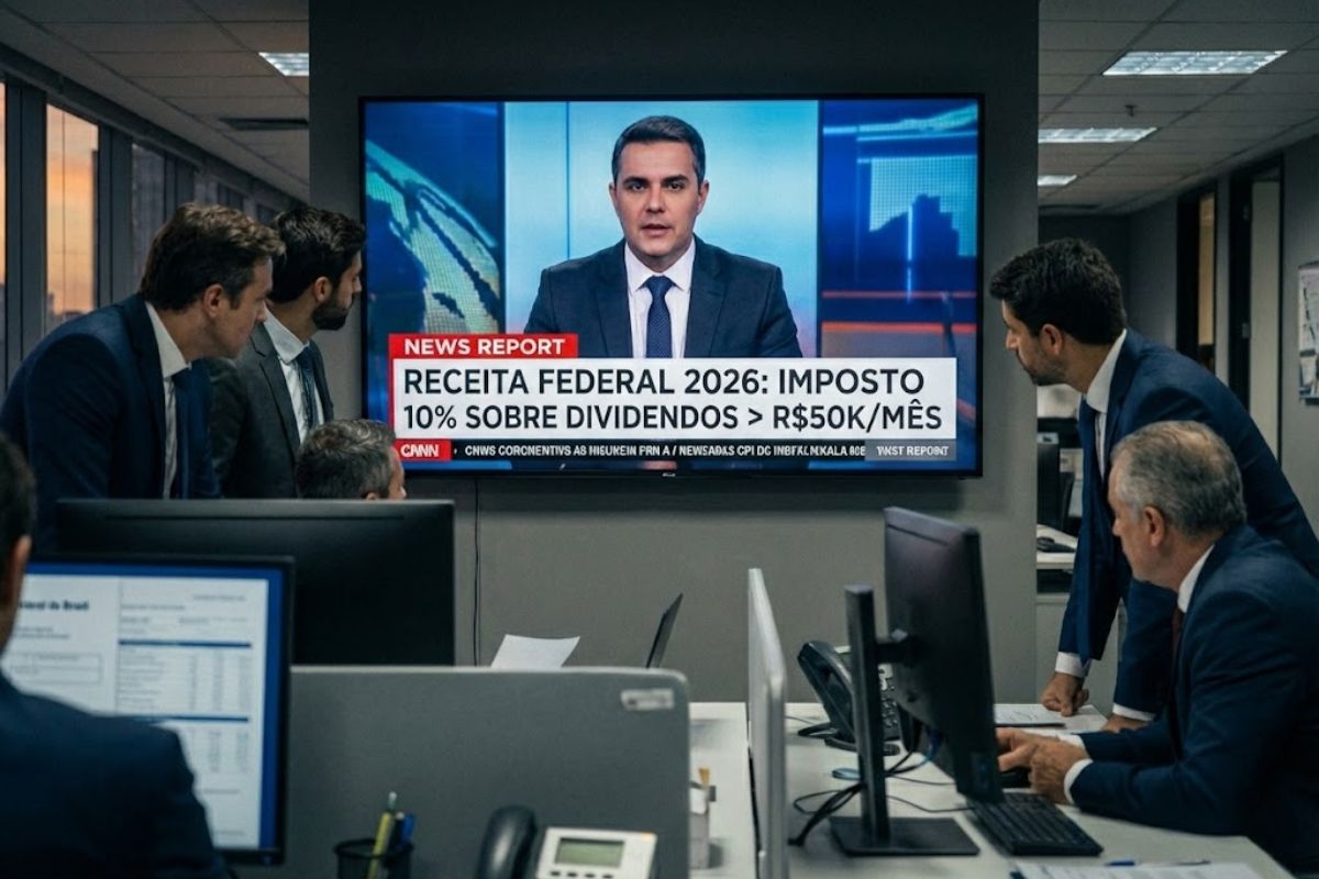 Em 2026, a Receita Federal passa a cobrar IRRF de 10% sobre lucros e dividendos acima de 50 mil, alterando o imposto de renda dos investidores no Brasil.