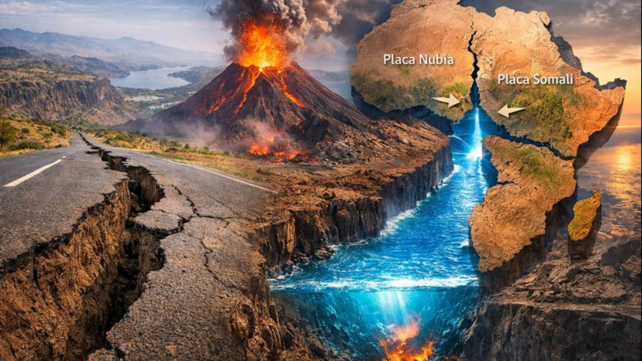 Placas tectônicas em movimento no Rift Africano aceleram a separação continental e indicam possível formação de um novo oceano.