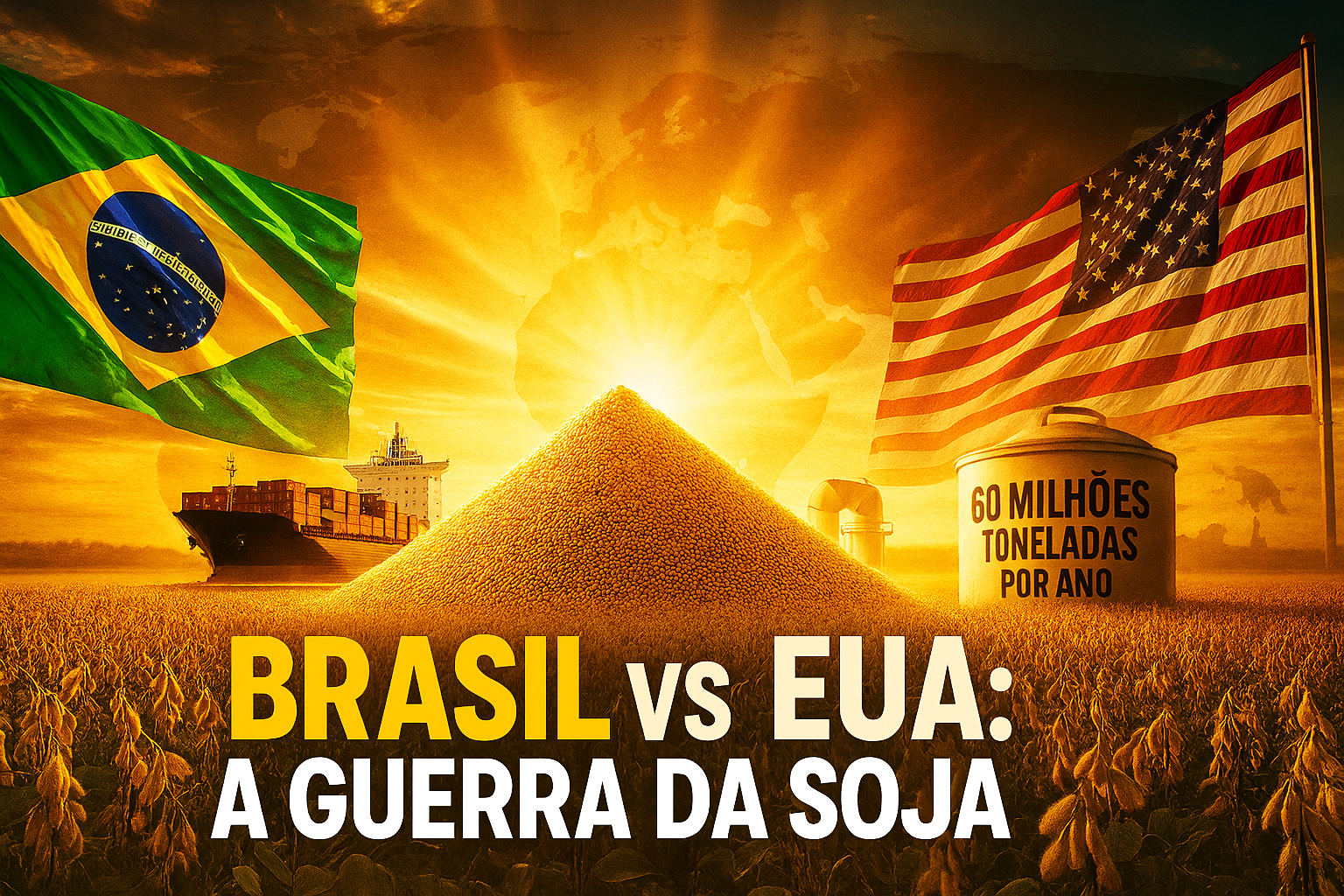 O mercado global que gira 60 milhões de toneladas de soja por ano: Brasil e EUA disputam a liderança da produção que alimenta a maior indústria de óleo vegetal do planeta e movimenta bilhões na cadeia agroindustrial