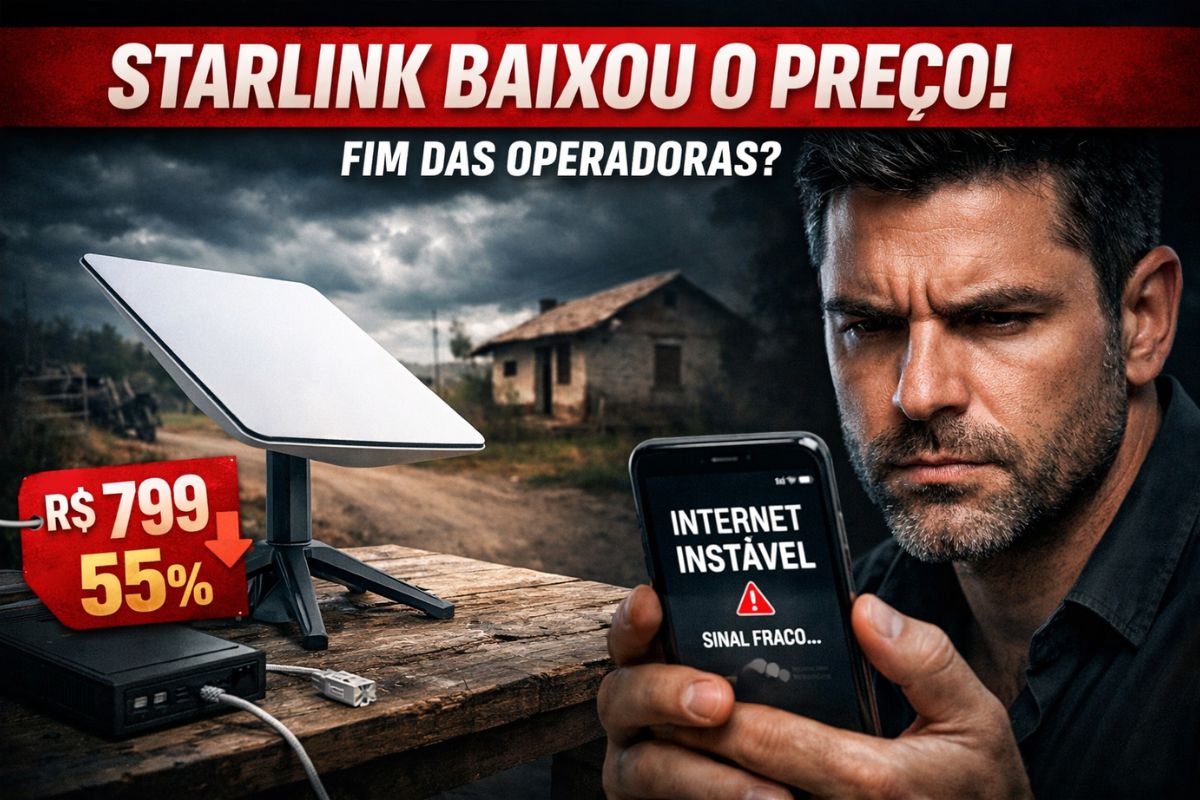 Starlink leva internet via satélite ao interior do Brasil, reduz preço do kit, combate a internet ruim e conecta famílias humildes antes excluídas.