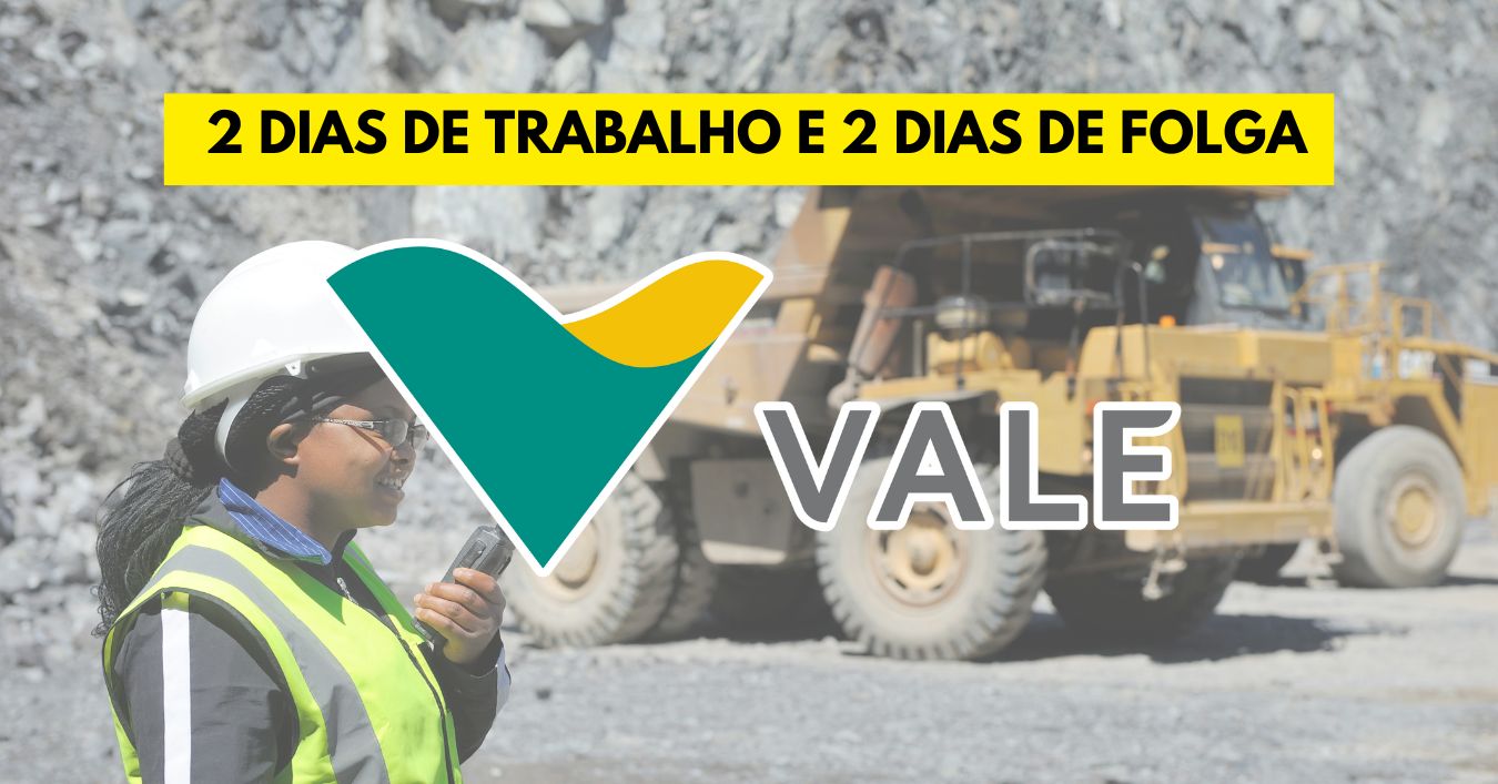 Mineradora Vale abre vaga para trabalhar no turno noturno das 21h às 9h em escala 2x2, com salário de até R$ 2.800 e benefícios para Operador de Equipamentos; oportunidade no Rio de Janeiro