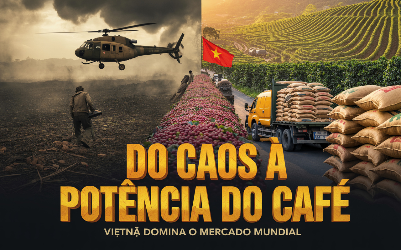 De país devastado pela guerra a potência global do café: com mais de 1,8 milhão de toneladas por ano, o Vietnã saiu da miséria e hoje domina quase 40% do mercado mundial de café robusta