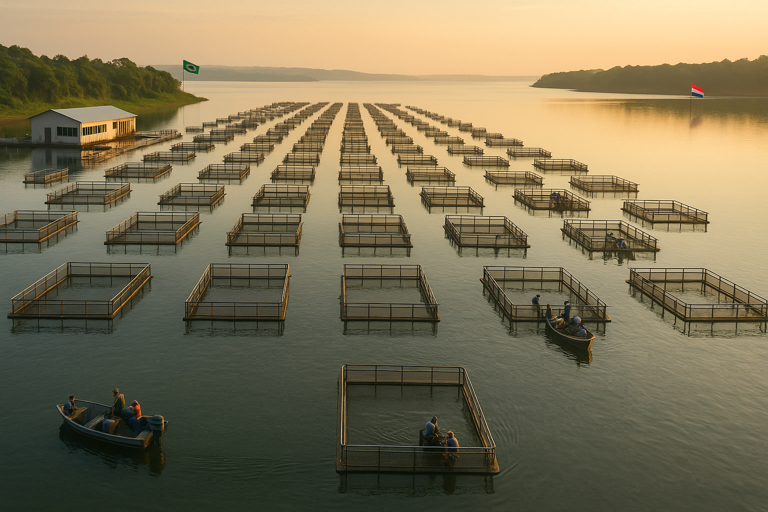 Produção de tilápia no Lago de Itaipu após autorização do Paraguai e avanço do Brasil na aquicultura.