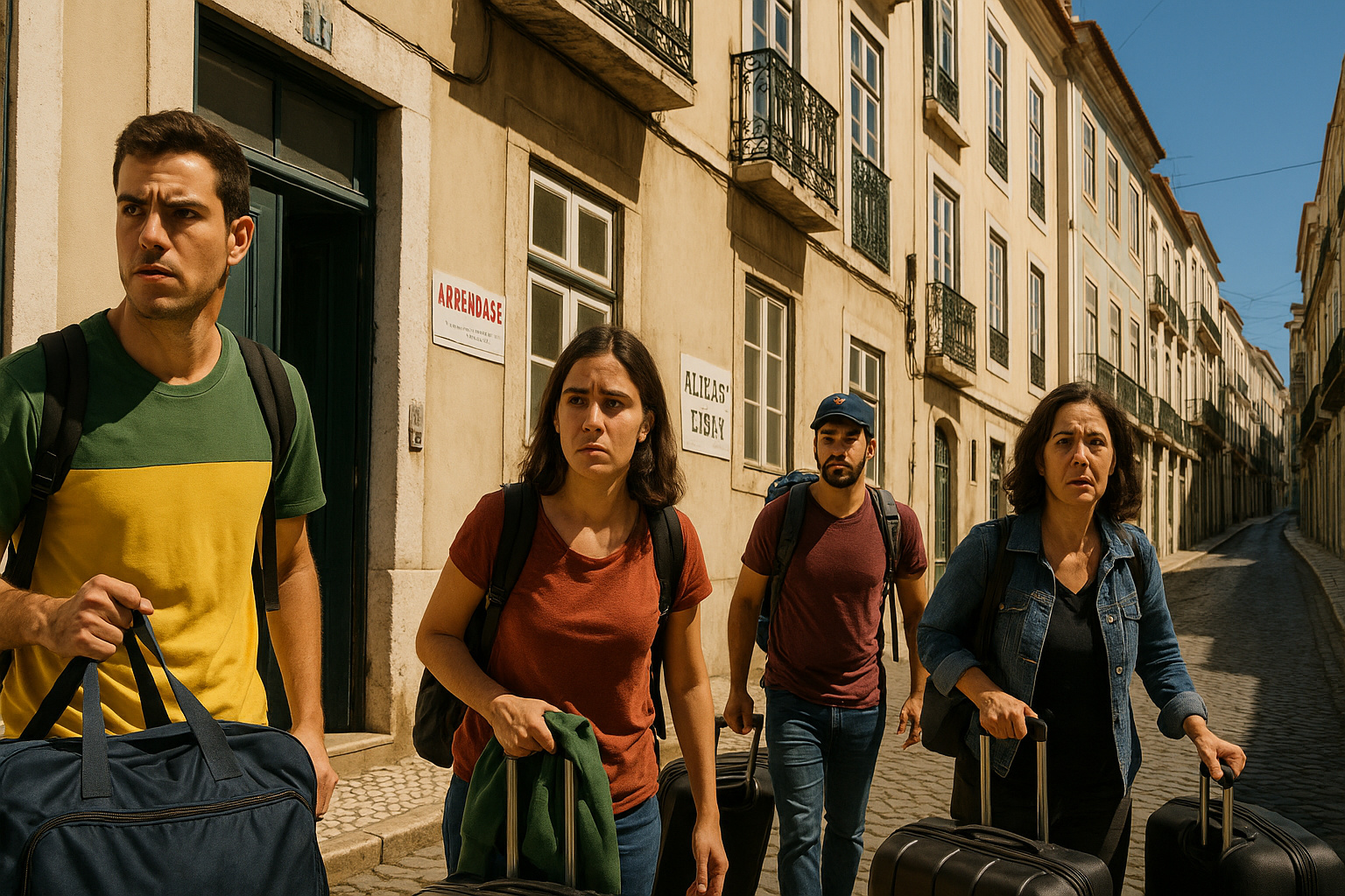 Brasileiros com malas deixando Portugal após mudanças na imigração e alta do custo de vida