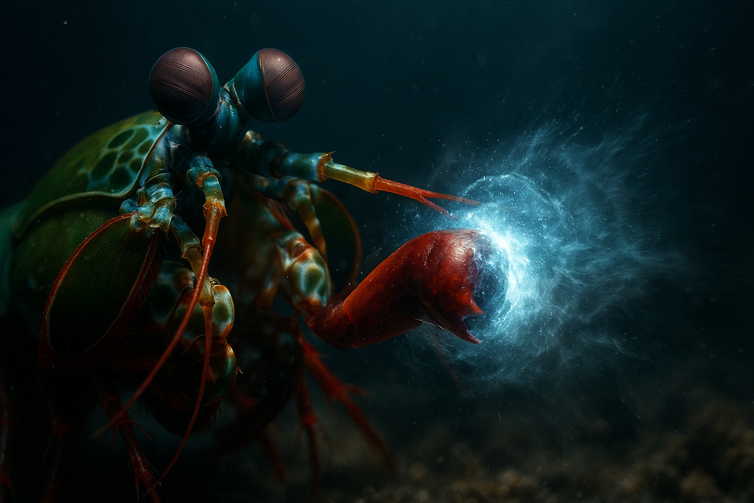 Capaz de golpear em menos de 0,003 segundo e gerar ondas de choque comparáveis a um tiro de calibre .22, o camarão-louva-a-deus possui o soco mais poderoso já registrado no reino animal