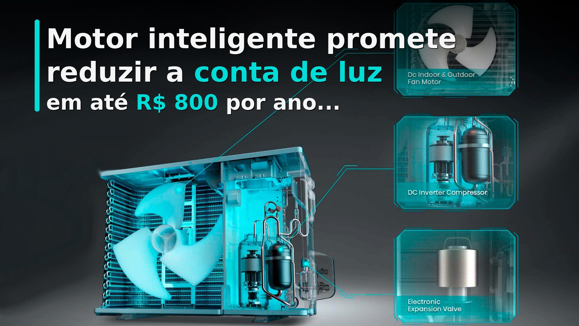 Novo ar-condicionado com motor inteligente consome muito menos energia que o tradicional, promete gerar economia e reduzir a conta de luz e em R$ 800 por ano
