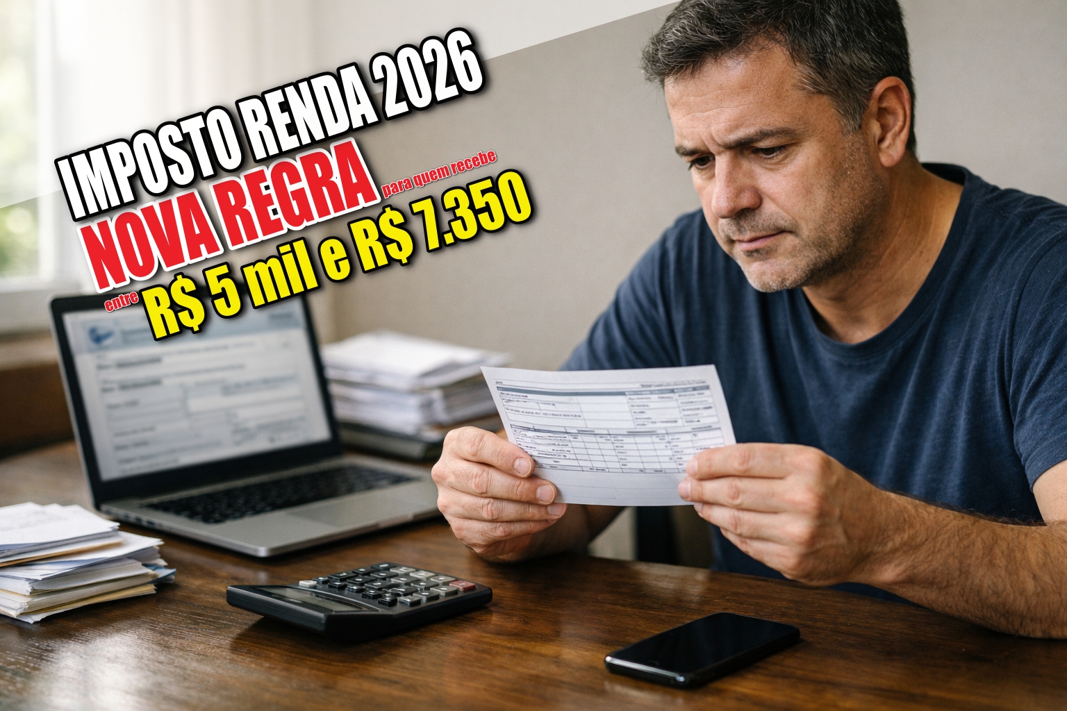 Comunicado da Receita Federal traz novas regras do Imposto de Renda para quem recebe entre R$ 5 mil e R$ 7.350 e começa a valer em janeiro de 2026