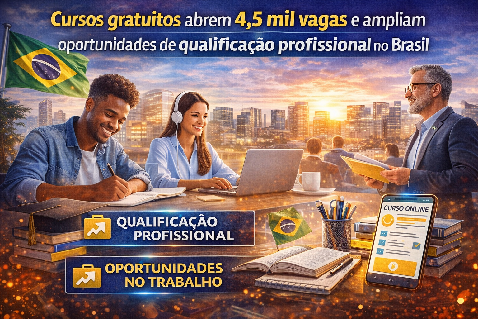 Cursos gratuitos abrem 4,5 mil vagas e ampliam oportunidades de qualificação profissional em 2026