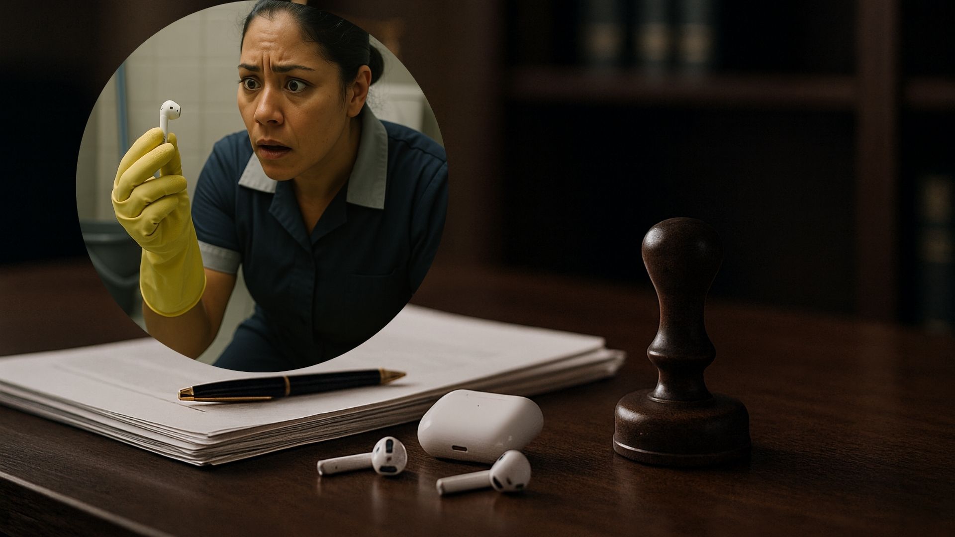 Documentos jurídicos sobre mesa de audiência representando decisão da Justiça do Trabalho.