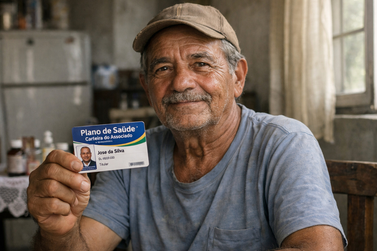 Trabalhador aposentado segura carteirinha de plano de saúde após decisão judicial que garantiu gratuidade definitiva