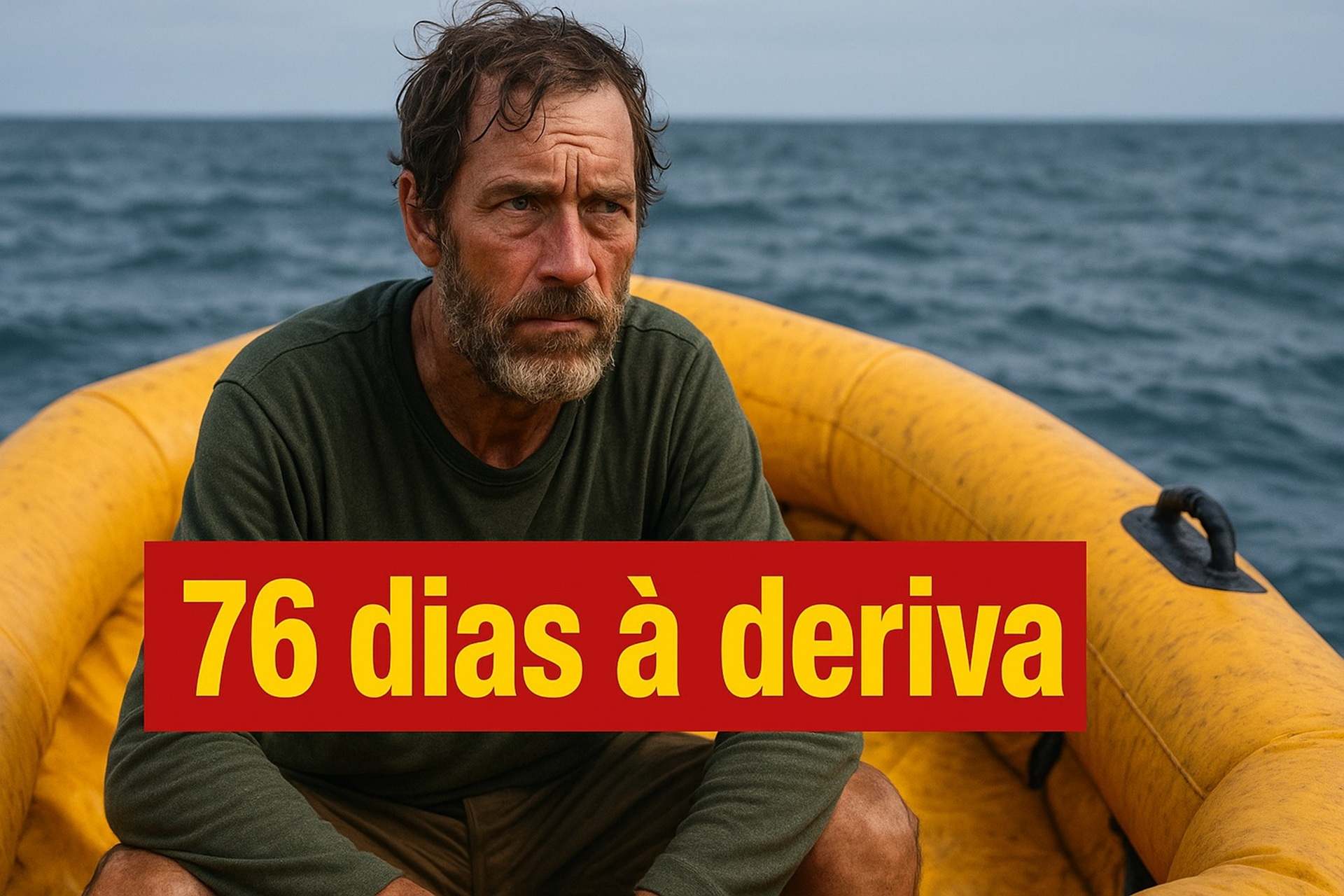 Homem sobrevive 76 dias à deriva após naufrágio no Atlântico em bote de 2 metros e percorre 2.900 km até ser finalmente resgatado.