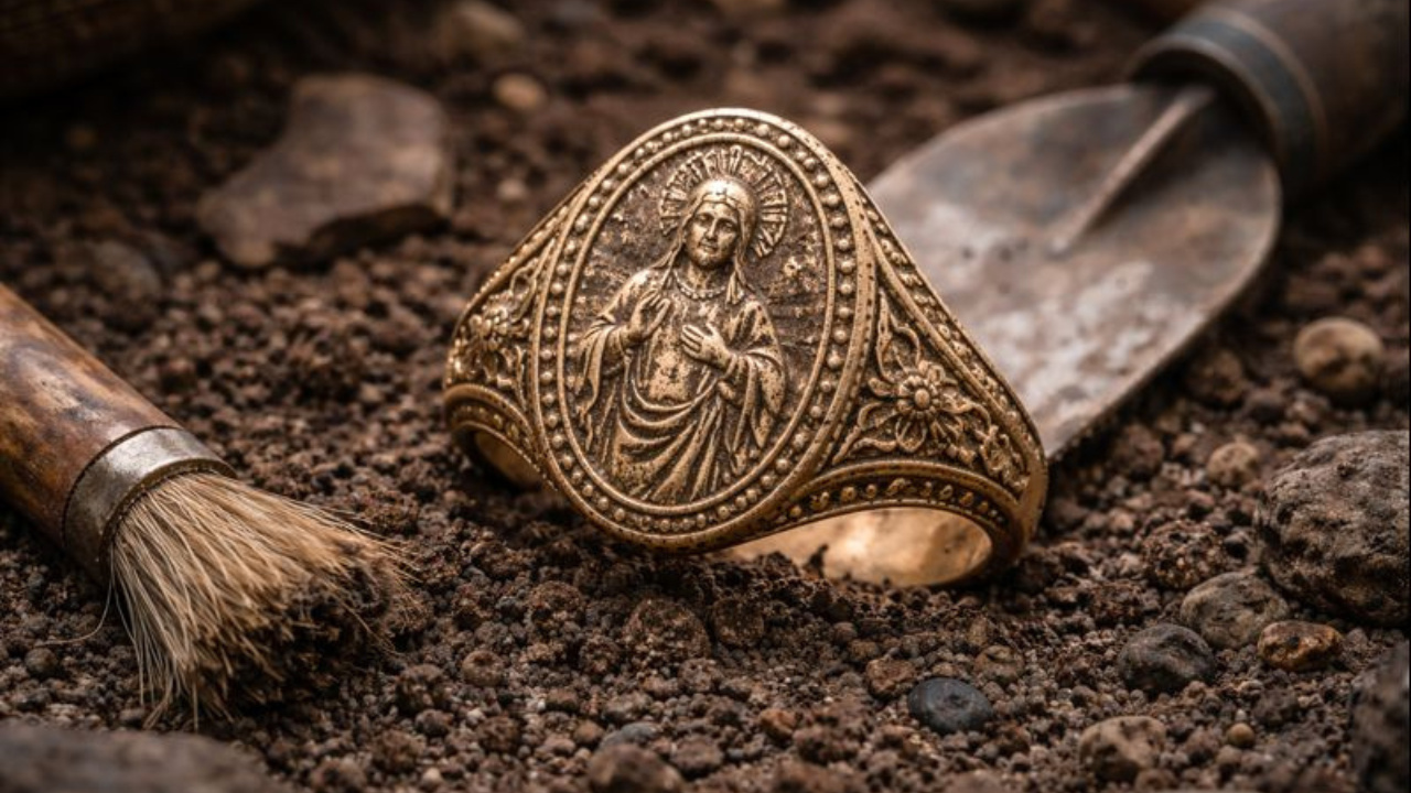 Joia do século XV encontrada em escavações em Kalmar intriga arqueólogos e reforça a importância do artefato religioso medieval.