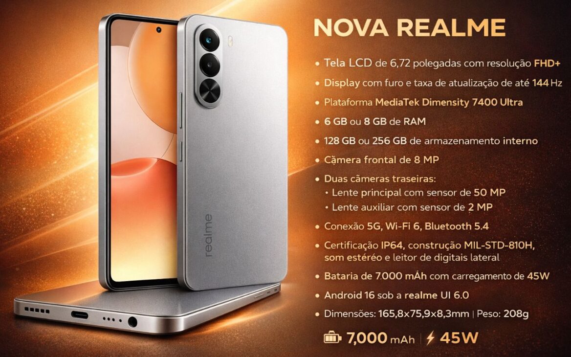 Descubre todo sobre este nuevo celular chino — con un diseño parecido al de Samsung, pantalla de 144 Hz, batería de 7.000 mAh y características robustas por un precio accesible.