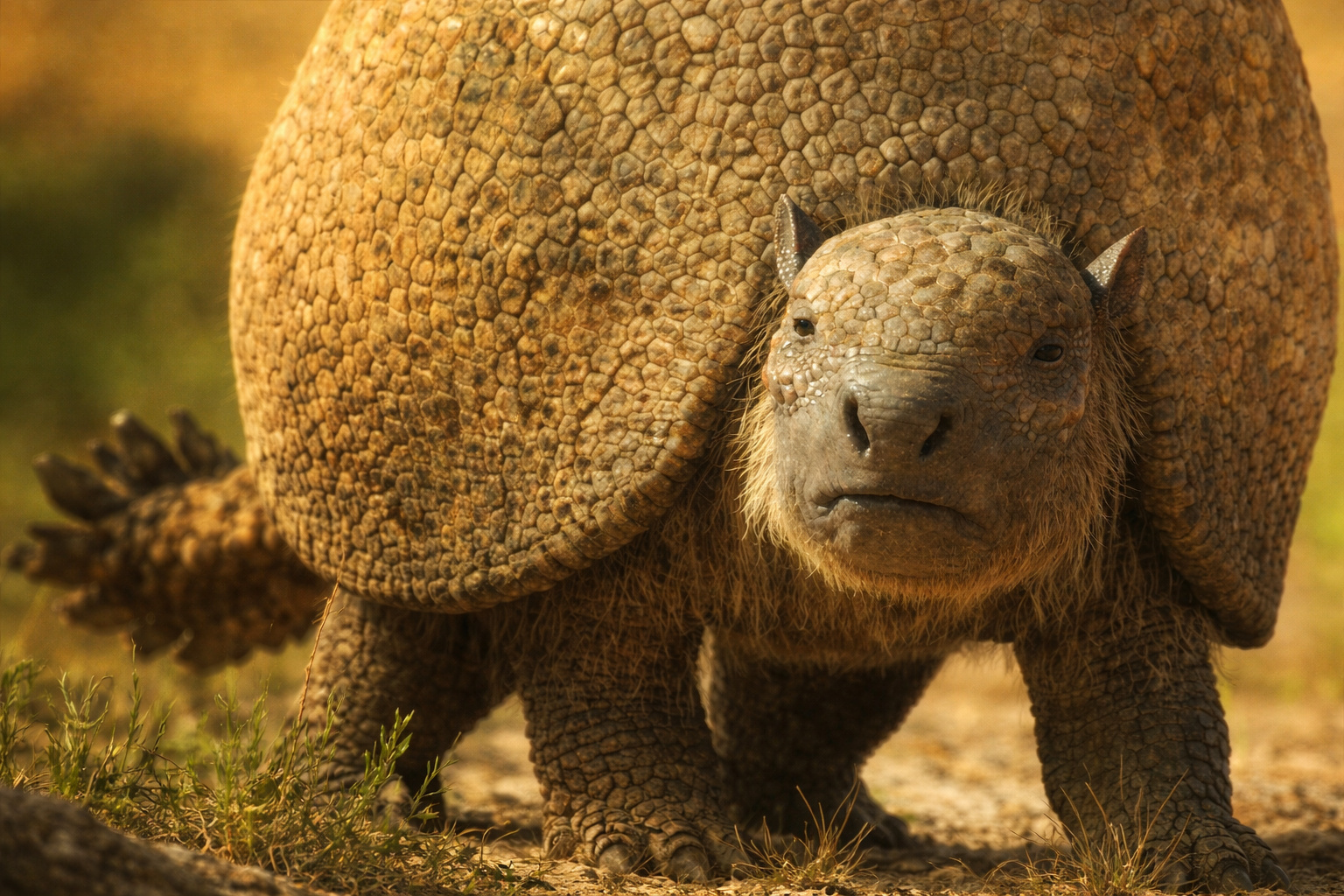Maior que um carro compacto, pesando 2.000 kg, com couraça óssea quase impenetrável e cauda em forma de clava capaz de quebrar ossos, o Doedicurus entrou para a história como um dos tatus mais extremos e bem "armados" que já existiram na América do Sul