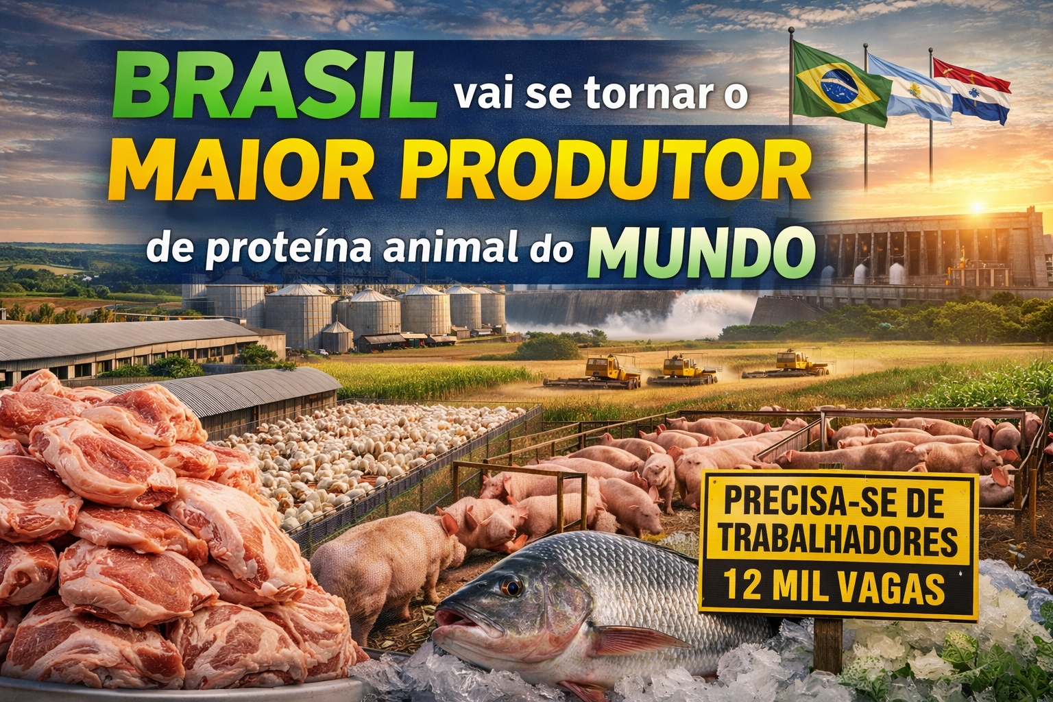 Estado brasileiro faz investimento bilionário para virar o maior produtor de proteína animal do mundo; plano já saiu do papel mas falta mão-de-obra para 12 mil vagas abertas