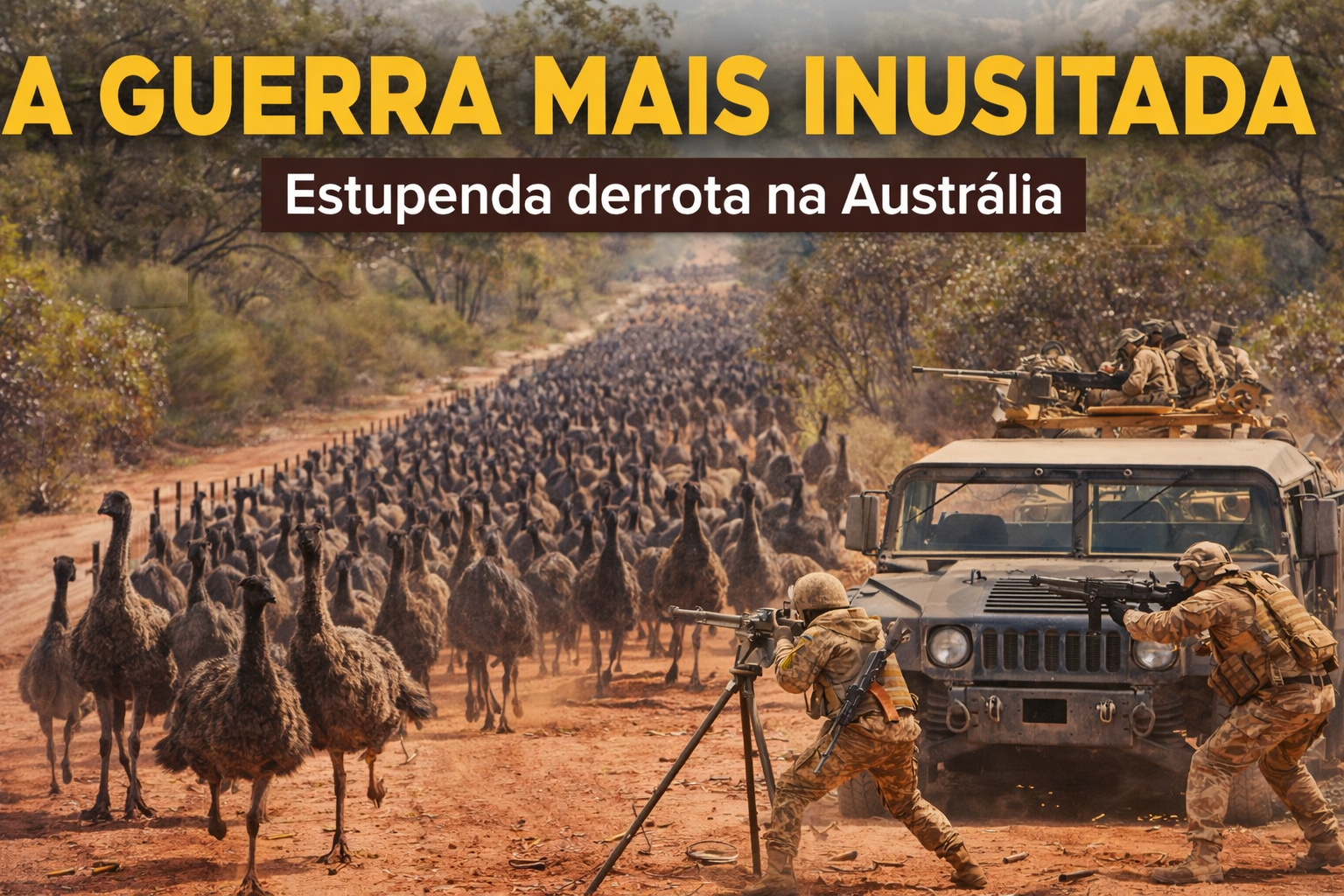 Em 1932, cerca de 20 mil aves rápidas e impossíveis de cercar frustraram metralhadoras, expuseram falhas do Exército australiano e transformaram a "Guerra dos Emu" em uma das derrotas mais constrangedoras da história militar