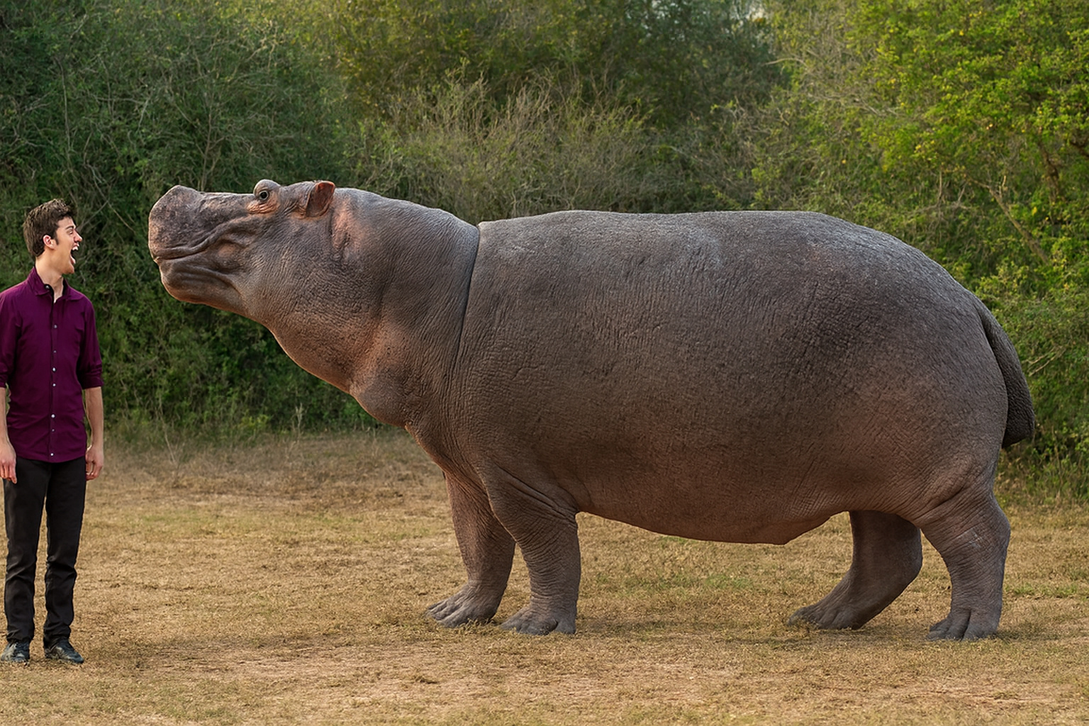 Com tamanho comparável ao de um caminhão pequeno e peso próximo de 4,5 toneladas, o maior hipopótamo do mundo já registrado mostrou até onde pode chegar um dos animais mais perigosos da África