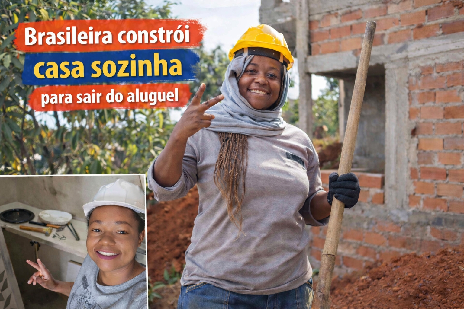 Mulher de Minas Gerais constrói casa sozinha para sair do aluguel e começa construção sem dinheiro para mão-de-obra com apenas R$ 160 na conta 
