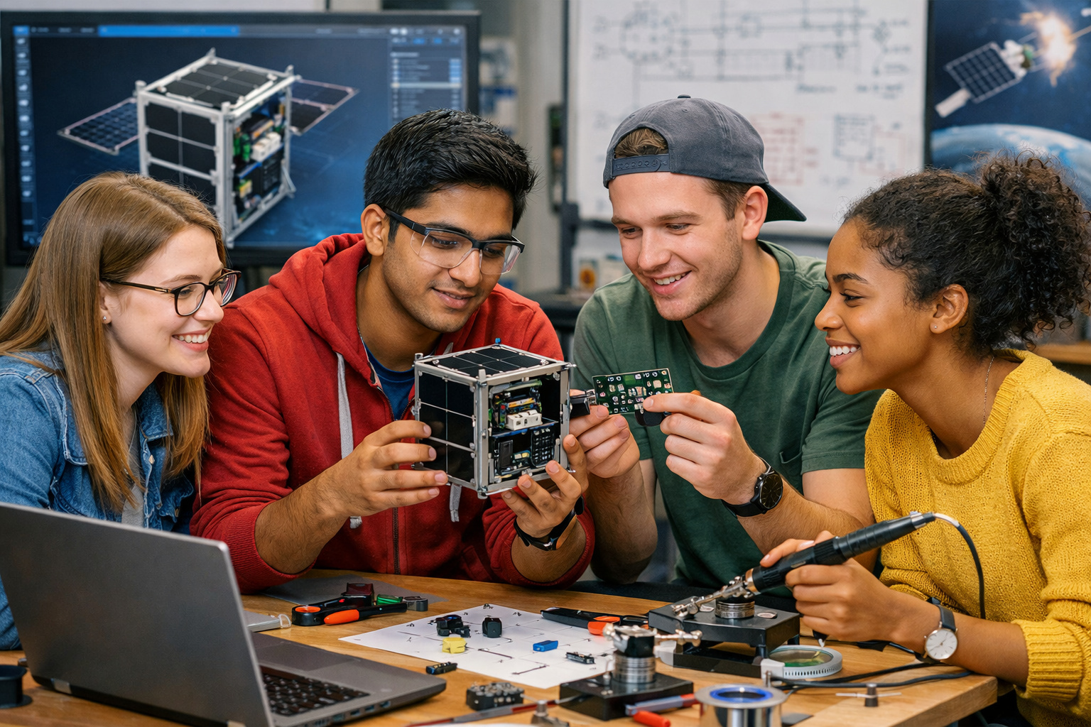 Universitarios brasileiro desenvolvendo Nanossatélite.