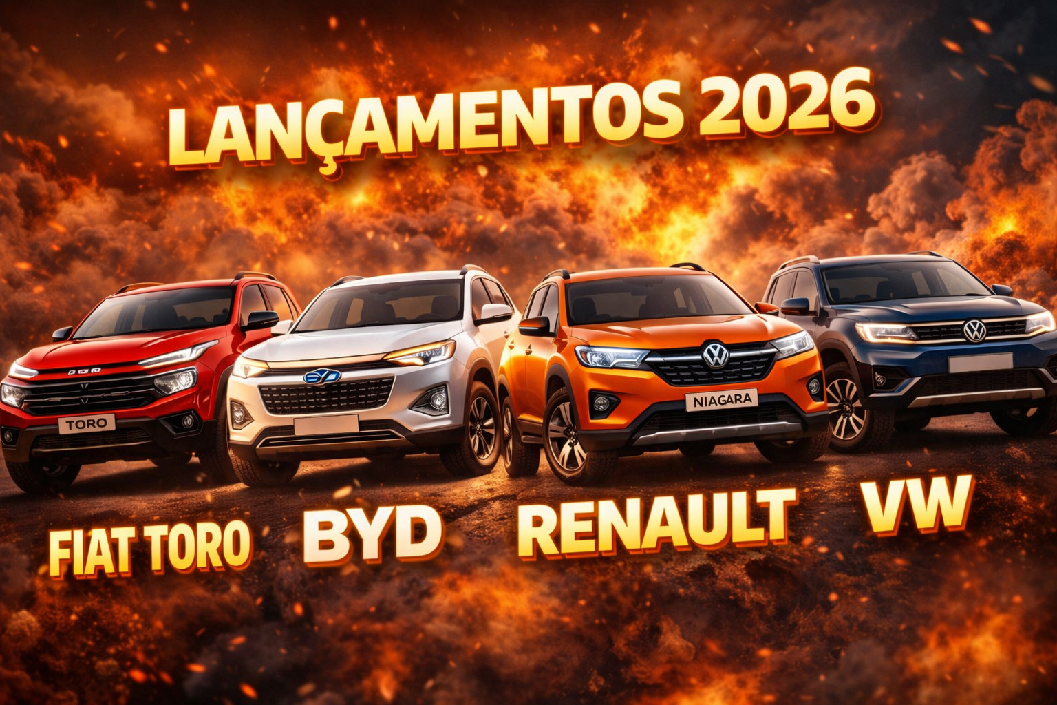 Pickups lançamentos de 2026: rivais da Fiat Toro com BYD, Renault e VW prometem agitar o mercado