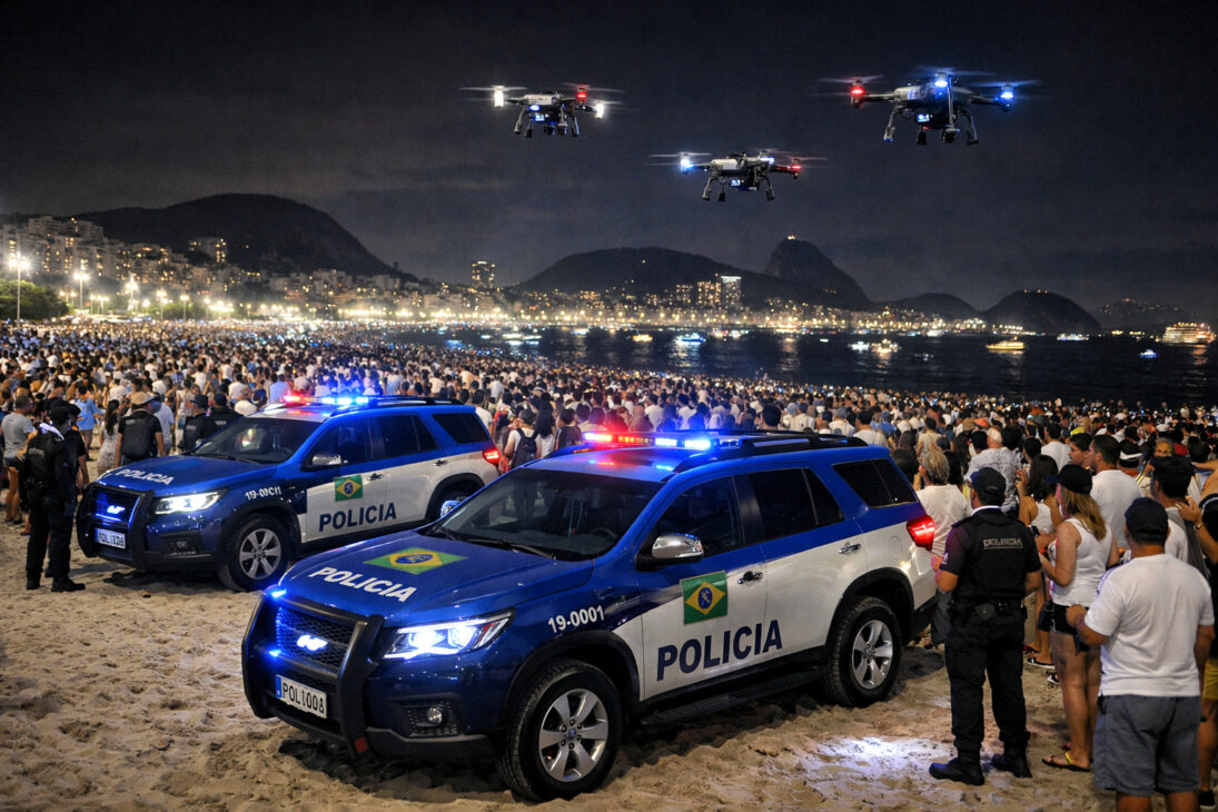 seguridad reforzada en el Réveillon en Copacabana con tecnología policial avanzada