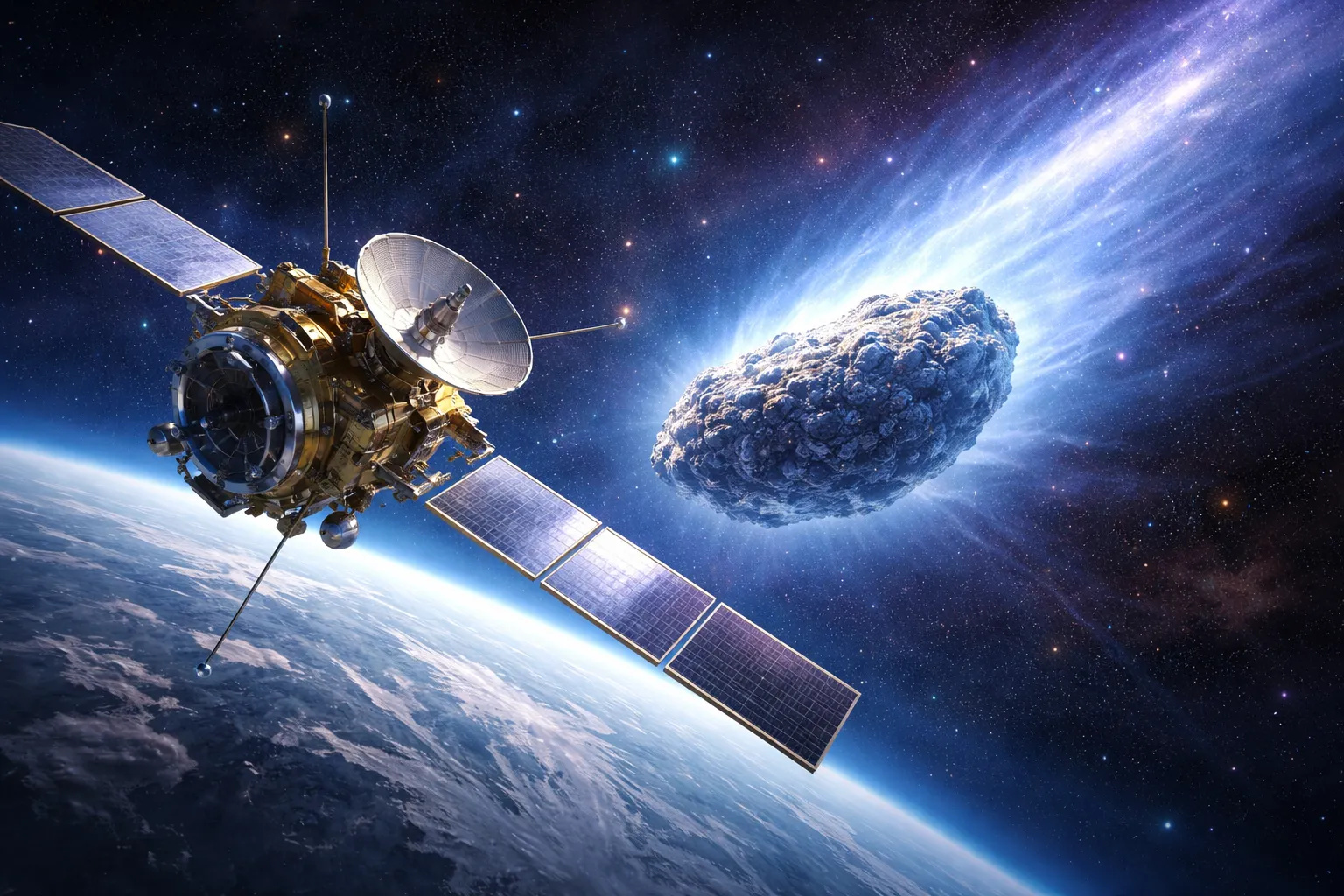 Europa Clipper observa cometa interestelar 3I-ATLAS em 2025, detecta gases, poeira e caudas a 4,51 UA durante viagem a Júpiter.